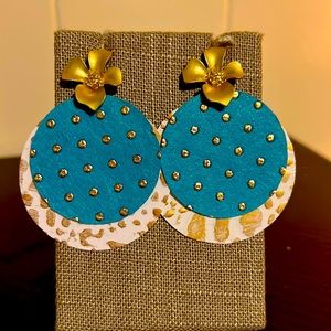 Round teal earrings
